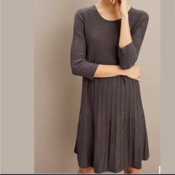 Eileen Fisher Wool Scoop Neck Dress Women’s Size Large in Gray / Brown Taupe EUC - Picture 1 of 9